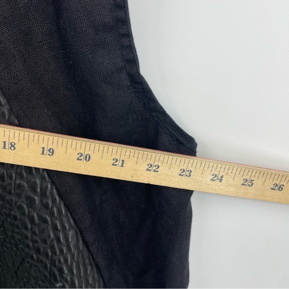 Artists & Revolutionaries Womens OS black linen leather vest Lagenlook - Picture 5 of 8